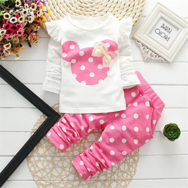Stumbling toddler girl cartoon long sleeved set T-shirt+pants 2-piece children's fashion baby jacket newborn cotton set - Image 2