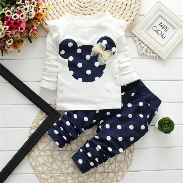 Stumbling toddler girl cartoon long sleeved set T-shirt+pants 2-piece children's fashion baby jacket newborn cotton set - Image 3